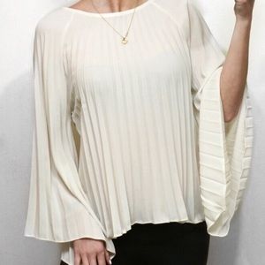 Artelier Tunic Nicole Miller Pleated Bell Sleeve Blouse Medium